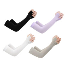 4 pairs UV arm sleeves breathable sun protection sleeves for women men cooling arm cuffs with finger holes for outdoor activities like driving fishing