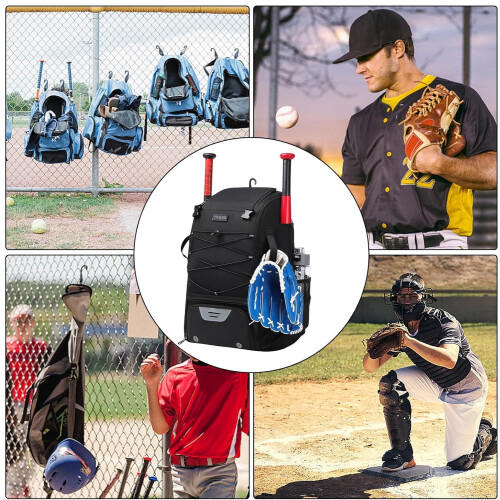 Youth Baseball Bag, Softball Backpack with Fence Hooks, 2