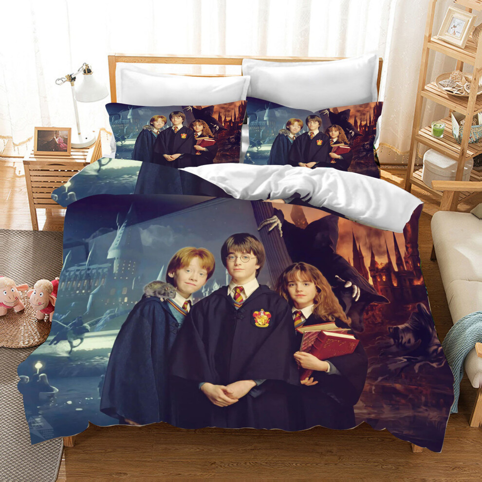 (9, 135*200) Three-piece Harry Potter 3D digital printing set student dormitory three-piece set-image-OPC-PJ25G9S-NEW