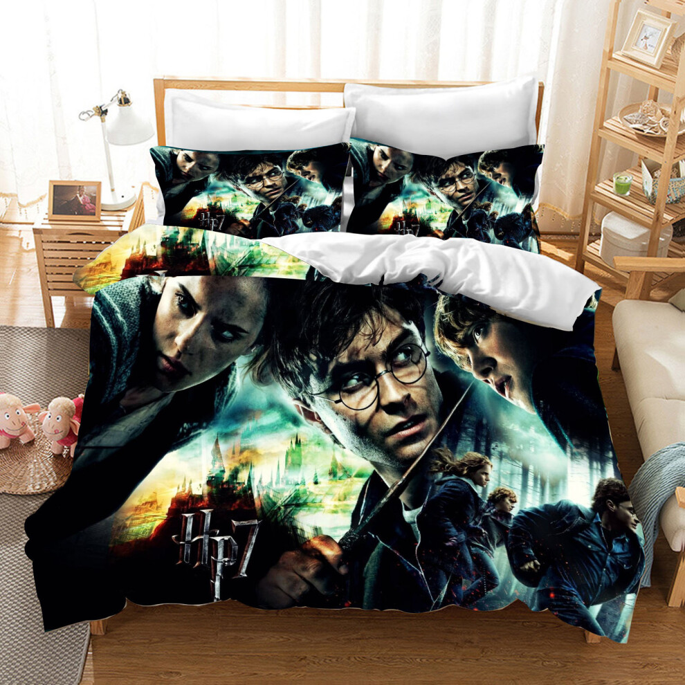 (5, 135*200) Three-piece Harry Potter 3D digital printing set student dormitory three-piece set-image-OPC-PJ25GBV-NEW