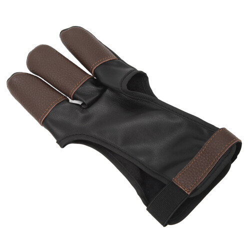 Archery 3-Finger PU Leather Guard Gloves L Unisex