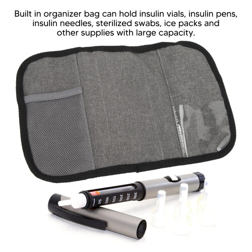 Portable Insulin Cooler Case Grey 165g Large Capacity 2
