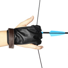 Archery Finger Guard PU Leather 3-Finger Glove S Unisex
