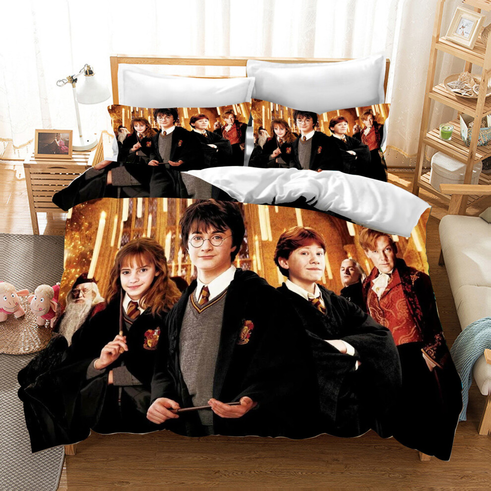 (4, 135*200) Three-piece Harry Potter 3D digital printing set student dormitory three-piece set-image-OPC-PJ25HPQ-NEW