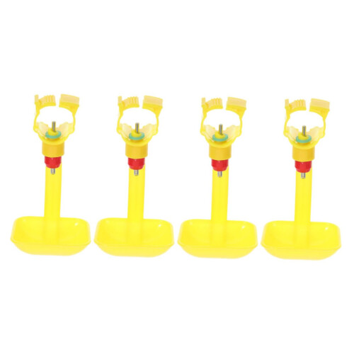 Pack of 4 Chicken Drinker, Poultry Feed, Agricultural Accessories, Yellow PP