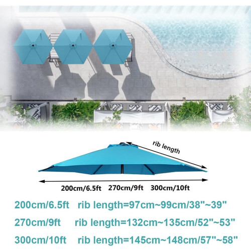 Replacement Parasol Canopy Cover, WaterRepellent, Windproof, 2