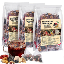 (3 Pack/75 Bags) Ginseng Five Treasures Tea Kidney Nourishing Tea Chinese Herbal Tea Making Natural Organic Precious Medicinal Materials Male and Female Kidney Detoxif
