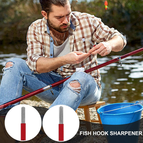 hook sharpener, doublesided stone, compact file, lightweight, 10x1.4x0.2cm, for camping red 1