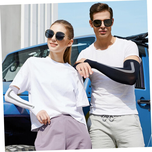 Silk sleeves with sun protection Unisex White 1