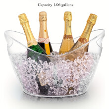 (1pc) Elegant Transparent Ice Bucket with Handle,Champagne Cooler, Non-Food Contact Safe Acrylic Ice Bucket,Ice Bucket for Party
