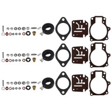 3 x Carburetor Carb Rebuild Repair Kit and Float Fit for Johnson Evinrude 396701 65 70 75 HP