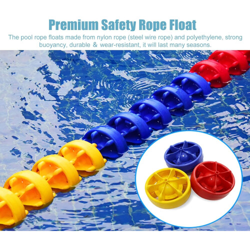 Floating Barrier Pool Rope with Buoy, PreAssembled Divider, Hook, 9m/29.5ft 1