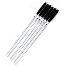 55 cm grill skewer, stainless steel, shashlik skewers, flat plastic handle, grill forks, meat, fish, grill accessories silver