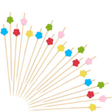 flower garnish sticks, fruit toothpicks, bamboo skewers for appetizers, party, snacks