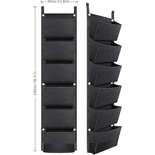 Hanging Grow Bag 6 Pockets Vertical Garden Wall Planter Black 2