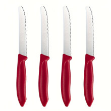 (Red 4 Piece Set) High-Quality Stainless Steel Serrated Bread Knives - Sharp, Durable, Dishwasher Safe, Serrated Knife,Cheese Cutting