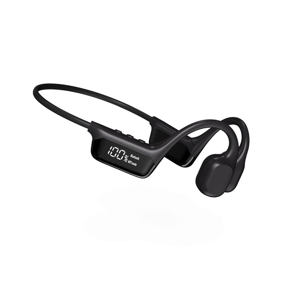 (Black) Display Bone Conducting Bluetooth Headset 5.4 Wireless Sports Headset With Waterproof 32G Memory Black 6935158890200