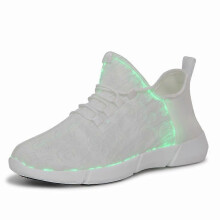(46, White) LED Shoes Fiber Optic Light Up Sneakers Rechargeable Luminous Sneakers