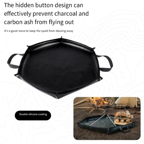 Foldable fireproof mat, Flame retardant, Heatresistant base, Hexagonal fire pit, Ember mat for camping picnic outdoors, Easy tallation, Large 1