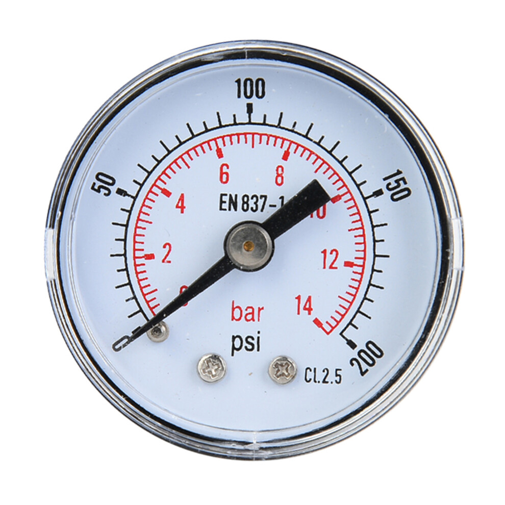 1/8 Bspt 0-200 Psi Mechanical Pressure Gauge For Fluids 9394200242836