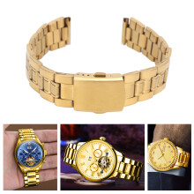 20mm Gold Stainless Steel Watch Band, Quick Release & Double Lock