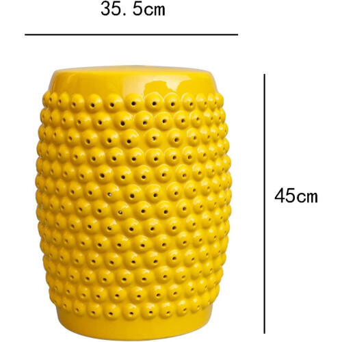 Garden Stool, Chinese Style Hollow Ceramic Drum Stool, Round Stool (Yellow) 1