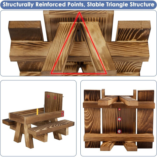 Squirrel Feeder, Squirrel Feeding Table with Umbrella, Wooden Squirrel Picnic Table with Solid Structure and 2 x Thick Benches Ref: 2347 1