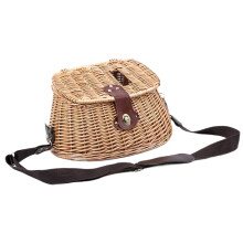 Fish Basket with Lid and Adjustable Straps Classic Fishing Creel Fish Basket for Caught Fish, Vintage Wicker Basket