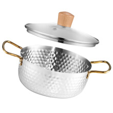 Metal Pots for Cooking Ramen Pot Korean Style Instant Noodle Bowl Soup Machine Silver 26x16cm