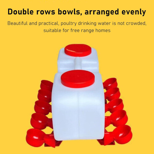 Automatic poultry watering, 10 l, large drinking cups with 10 bowls 2