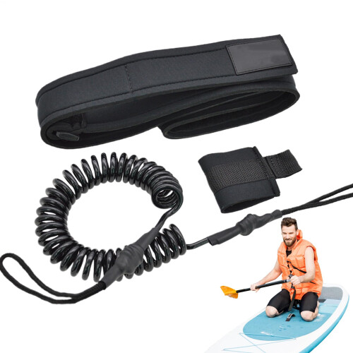Paddleboard leash, quickrelease strap, saltwaterresistant hardware, 11.9x5.9x0.5cm