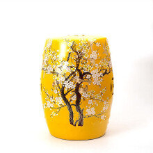 Decorative Garden Stool, Chinese Drum Stool for Home, Ceramic Stool, Round, Vintage, Yellow