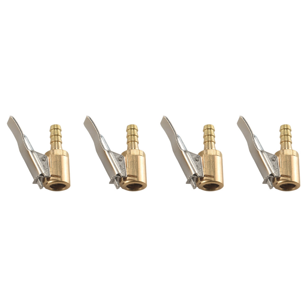 Typecat Silver 4Pc 6Mm Auto Air Pump Chuck Clip Car Truck Tyre Tire Inflator Valve Connector Open Brass Stem