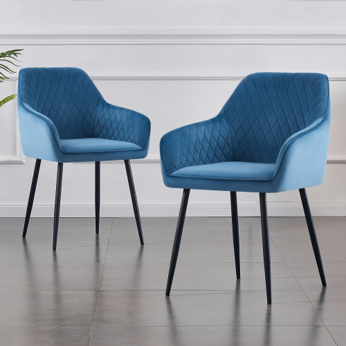 (2PCS, Teal) 1/2X Dining Chairs Velvet Metal Leg Kitchen Chairs