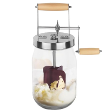 Manivela para bater manteiga, misturador de creme manual, ferramenta de silicone para mexer alimentos, pote de vidro, acessórios de cozinha 1L