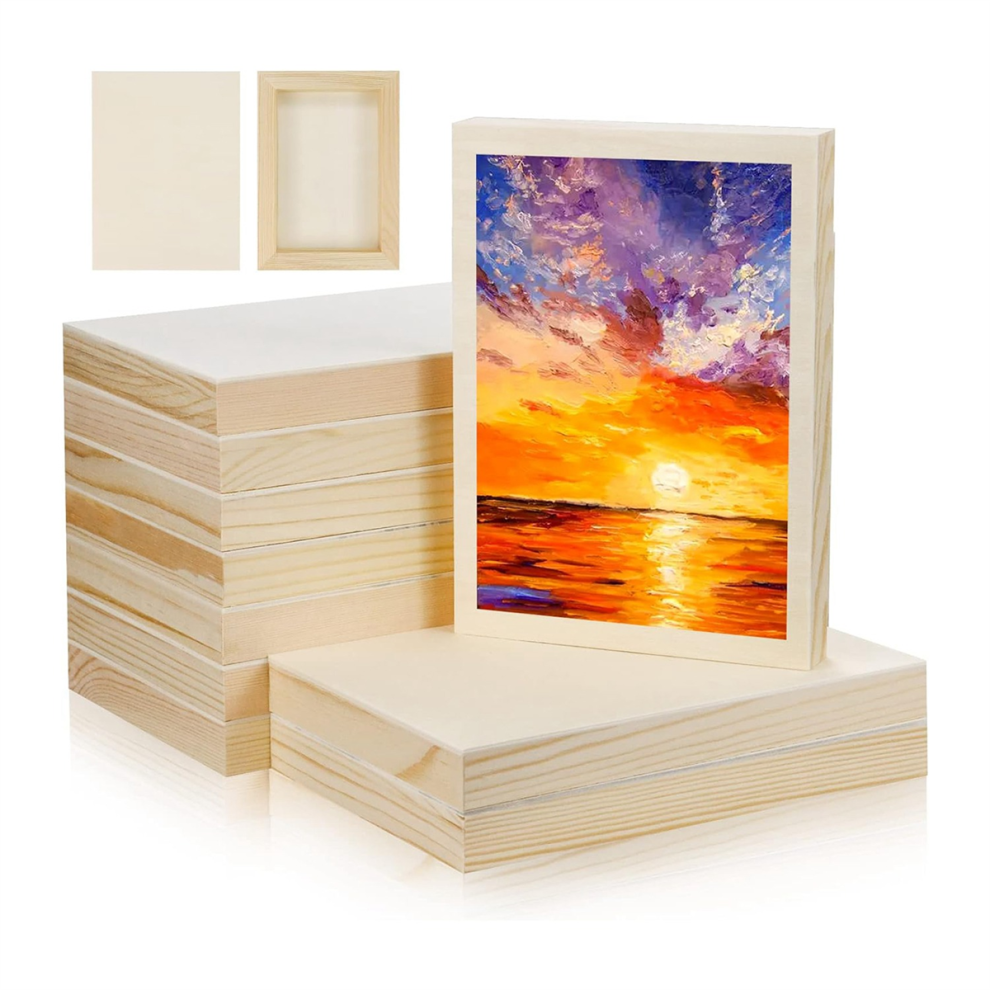 10 stuks 5,5x7 inch houten paneelplanken, onafgewerkt canvas, voor schilderen, kunst, gieten, gebruik met olieverf en acrylverf