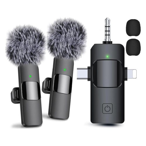 3 in 1 Wireless Lavalier Microphones for , Android, Camera, USB-C Microphone, Mini Microphone with Noise Reduction 1