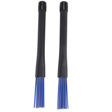 1 paar intrekbare zwarte handvatten jazz drumborstels stokken blauw nylon 32 cm