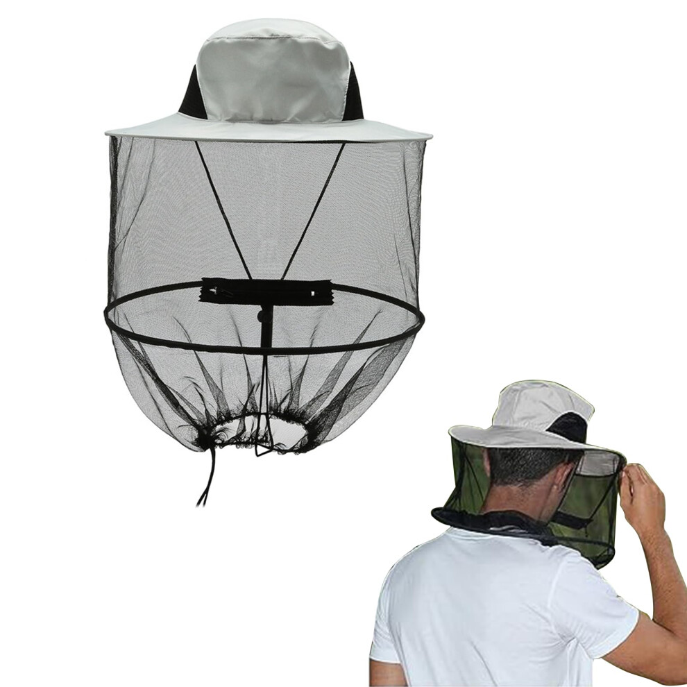 Mosquito Net Head Guard, Beekeeping Hat with Veil, Sun Hat, Face Protection 37 gray-image-OPC-PJ25ZY9-NEW