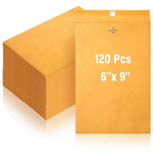 Envelopes com fecho de 6 x 9 polegadas e lacre gomado, para correspondências pequenas, feitos de papel kraft de 28 lb, pacote com 120 unidades 2