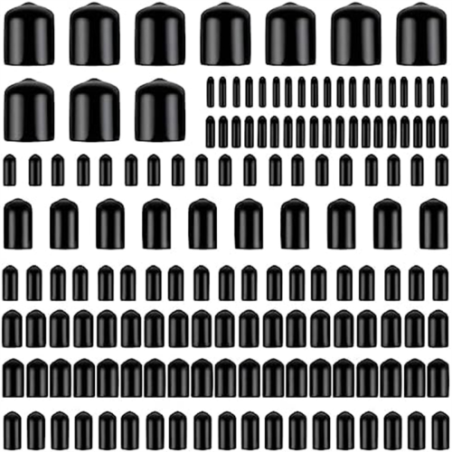 160Pcs Assorted Size Rubber End Caps, Flexible Screw Thread Protector Caps Round Vinyl Bolt Cover in 9 1