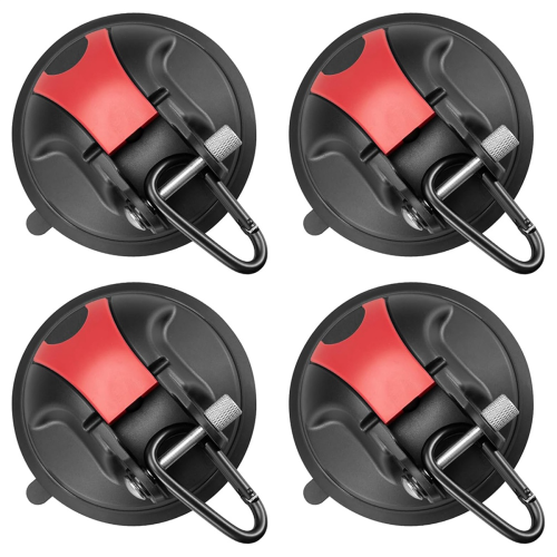 4 PCS Heavy Duty Suction Cup Hooks for Camping, Car, RV, Window - Camping