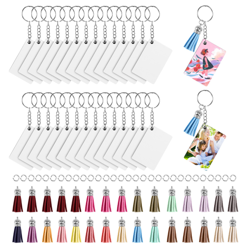 Μπρελόκ Sublimation Blanks Χύμα, σετ 30 τεμαχίων με φούντες, κύκλος,