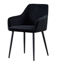 (1PCS, Black) 1/2X Dining Chairs Velvet Metal Leg Kitchen Chairs