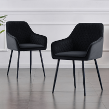 (2PCS, Black) 1/2X Dining Chairs Velvet Metal Leg Kitchen Chairs