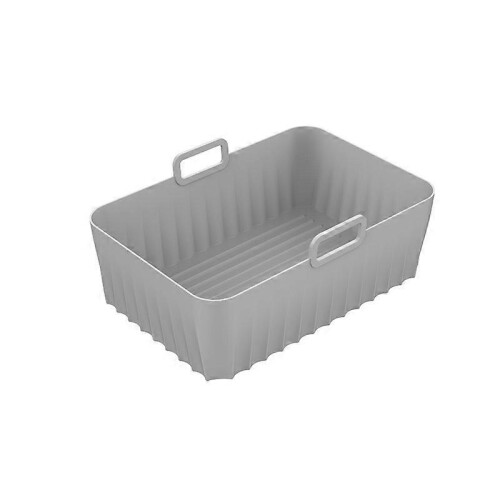 (Gray) 2Pcs Silicone Air Fryer Liner Reusable Rectangle Baking Tray With Handle