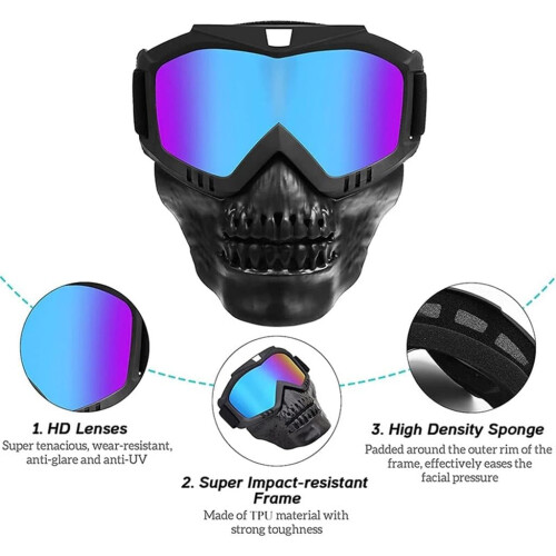 Tactical fullface mask Two color variants With antifog lenses Removable ski mask Comfortable padding Ref: 1400 1