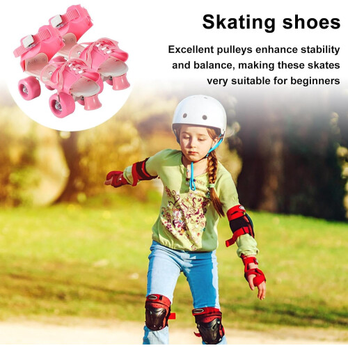 Adjustable roller skates  Quad skates with adjustable straps  Outdoor, pink 1
