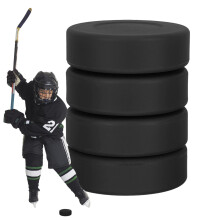 Hockey pucks for hockey training, hockey pucks, 4 pieces, hockey pucks, official size, hockey training package with 4 pieces black