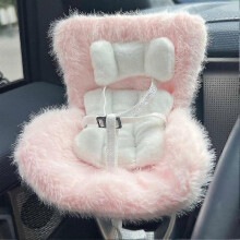 (Pink) 17cm Labubu Plush Doll Car Seat Safety Accessories for Cute Dolls Car Air Vent Decoration